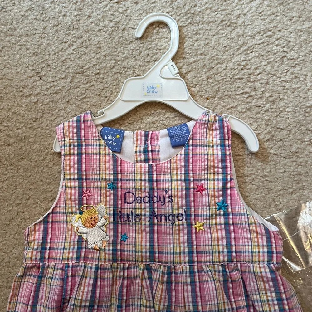 NWT BABY CREW Daddy’s Little Angel Dress Hat Set